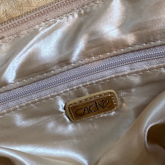 Y2KMetallic Leather Gold clutch lioness poly anthro free people Zara - Picture 6 of 8